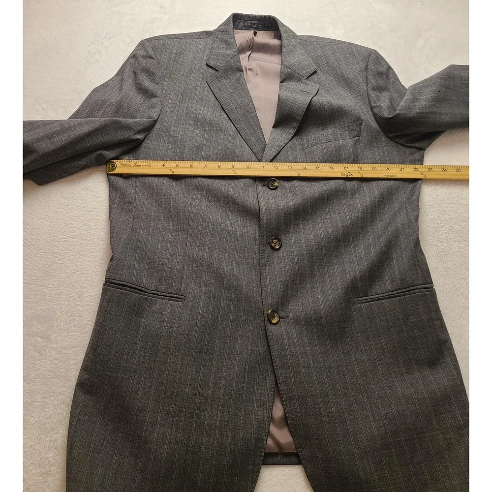 Mens‎ Charcoal Grey Pinstripe 2 Piece Suit Blazer and Pleated Trousers Set